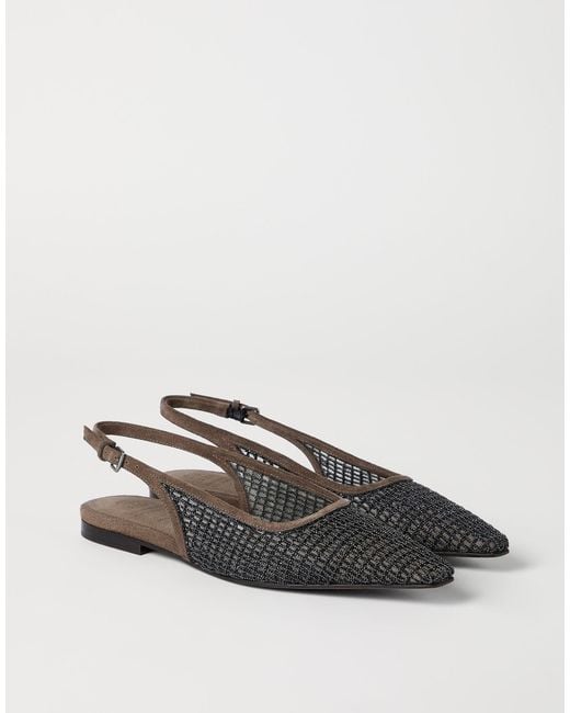 Brunello Cucinelli Brown Pointed Toe Slingback Flats