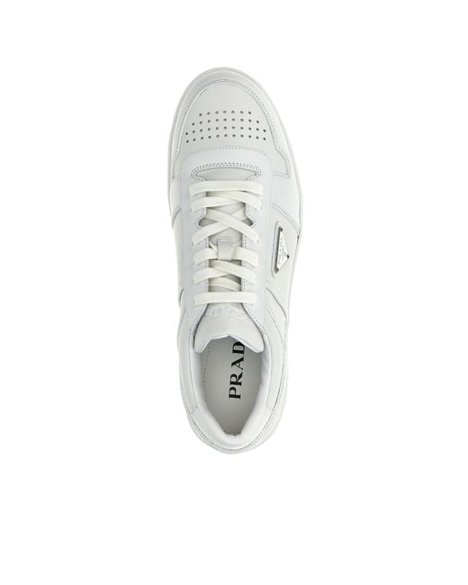 Prada White Downtown Lace-Up Sneakers for men