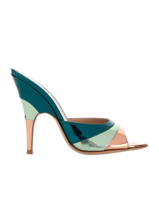 Gianvito Rossi Blue Marea Metallic Mules