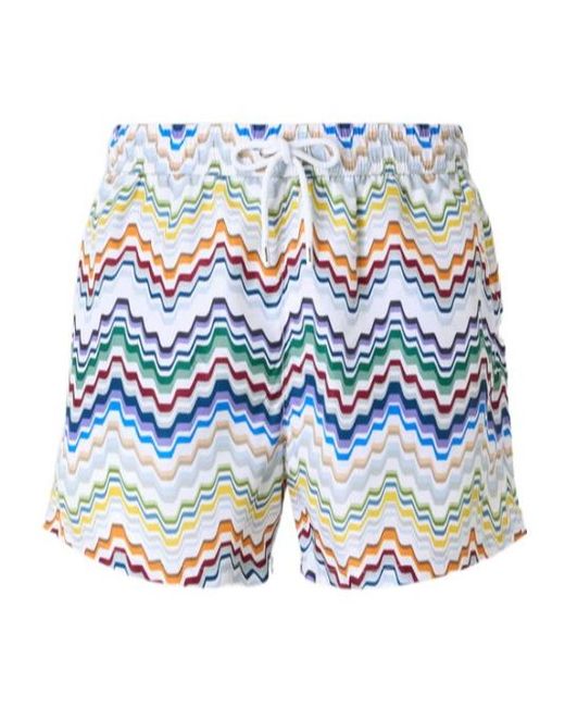 Missoni Blue Zigzag-Print Swim Shorts for men