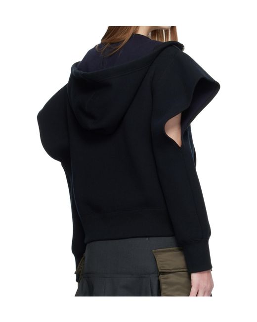 Sacai Black Sponge Sweat Zip-Up Hoodie