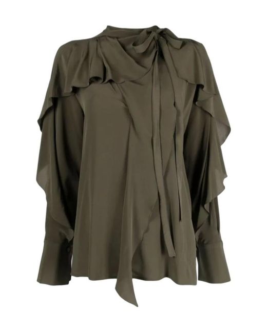 Victoria Beckham Green Long-Sleeved Blouse