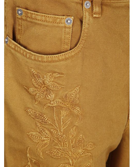 Golden Goose Deluxe Brand Brown Kim Floral Embroidered Pants