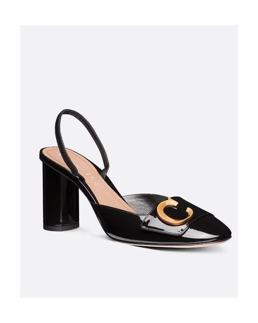 Dior Black Christian Logo Plaque Round Toe Pumps