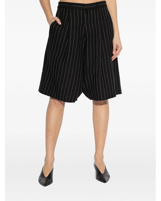 R13 Black Pinstripe Bermuda Shorts