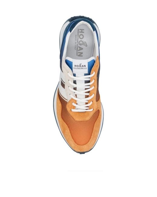 Hogan Blue Round Toe Panelled Sneakers for men