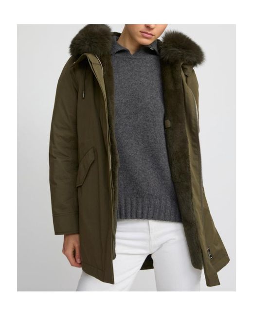 Yves Salomon Green Short Iconic Parka