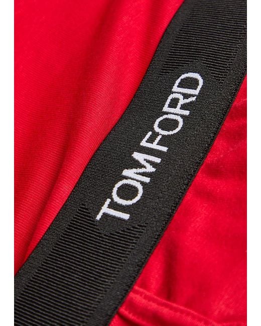 Tom Ford Red Logo Stretch-Cotton Boxer Briefs for men