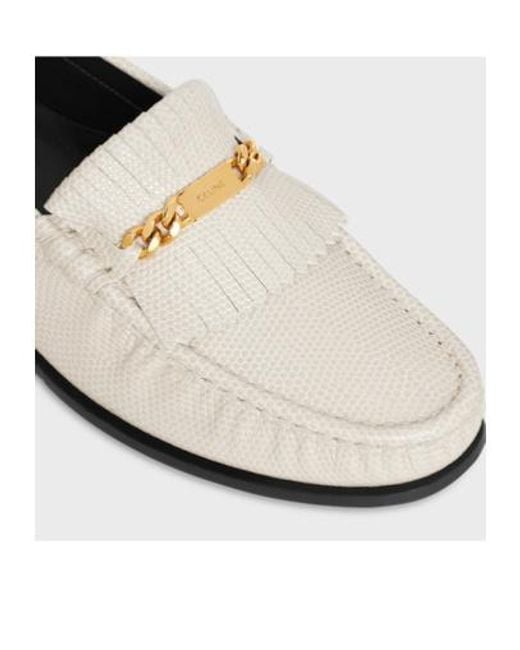 Céline White Luco Loafer With Fringes