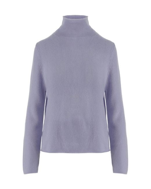 Allude Purple Cashmere Turtleneck Knitted Sweater