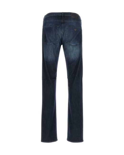 Emporio Armani Blue Logo Plaque Tapered Leg Jeans for men