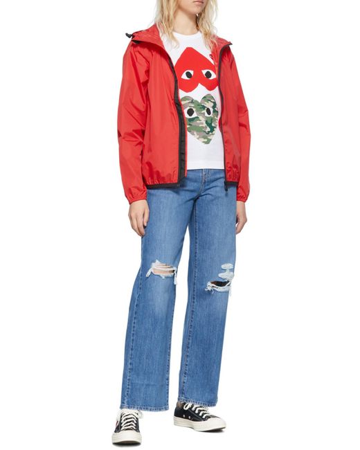 COMME DES GARÇONS PLAY Pink Comme Des Garçons Play X K-Way Logo Patch Zip-Up Jacket for men