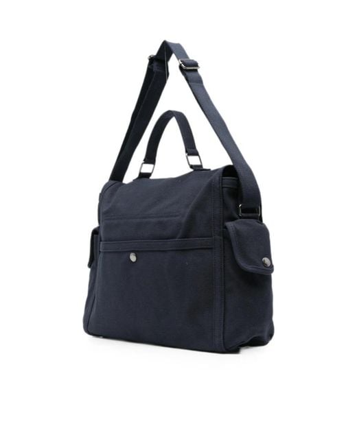 A.P.C. Blue Logo-Print Messenger Bag for men