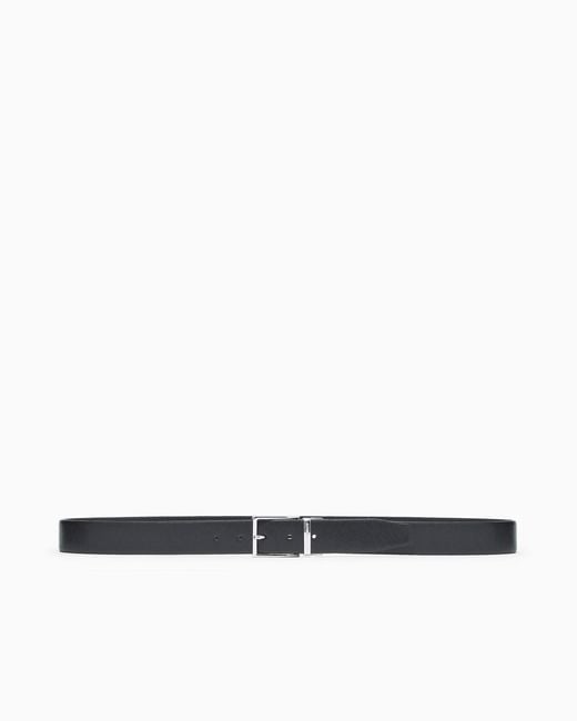 Emporio Armani White Logo Engraved Buckle Belt for men