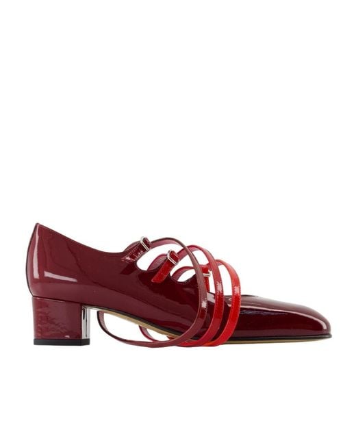 CAREL PARIS Red Pointed Toe Block Heel Pumps