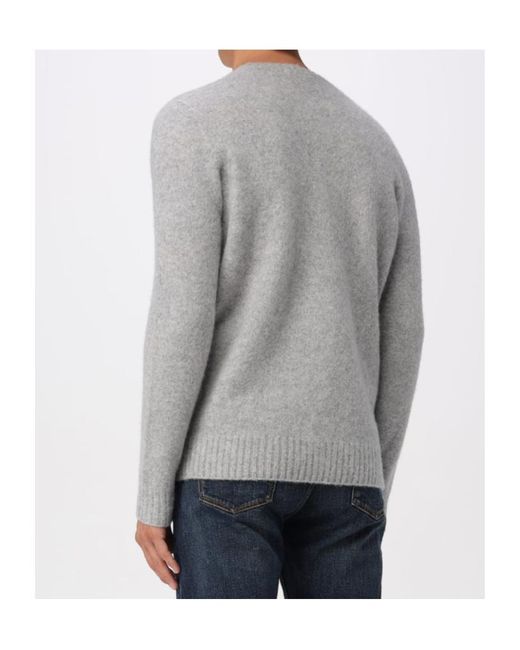 Drumohr Gray Lambswool Crew-Neck Sweater for men