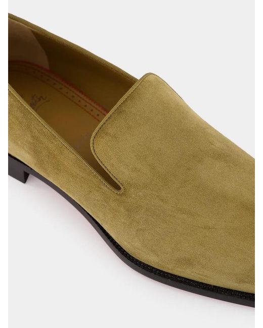 Christian Louboutin Green Danny Flex Suede Loafers for men