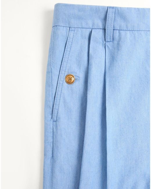 Valentino Blue Cuffed Denim Bermuda Shorts for men