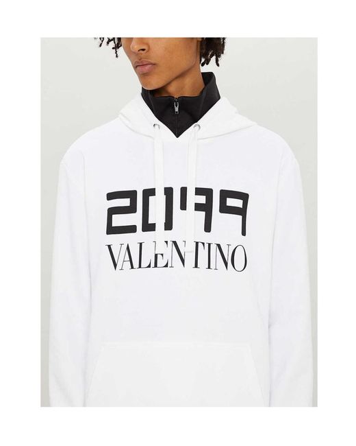 Valentino White 2099 Logo-Print Hoodie for men