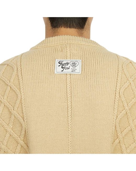 FAMILY FIRST Natural Round-Neck And Long-Sleeved Sweater for men