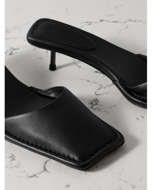 St. Agni Black Leather Mules