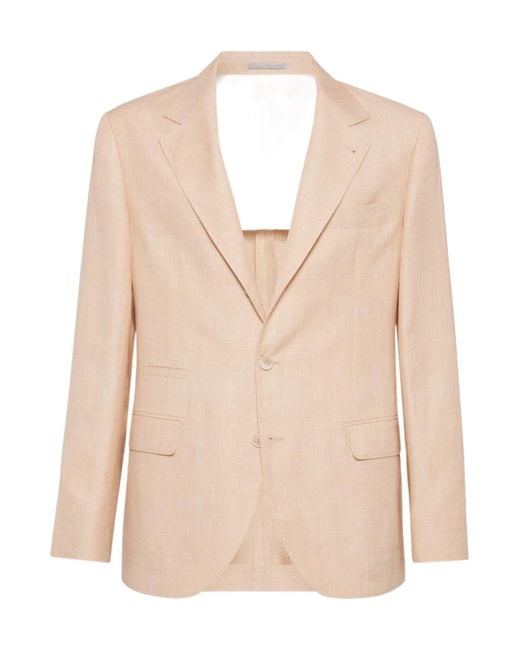 Brunello Cucinelli Natural Prince Of Wales Deconstructed Blazer for men
