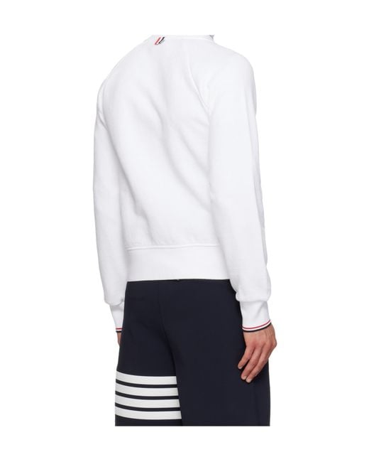 Thom Browne White Zip-Up Bomber Jacket for men