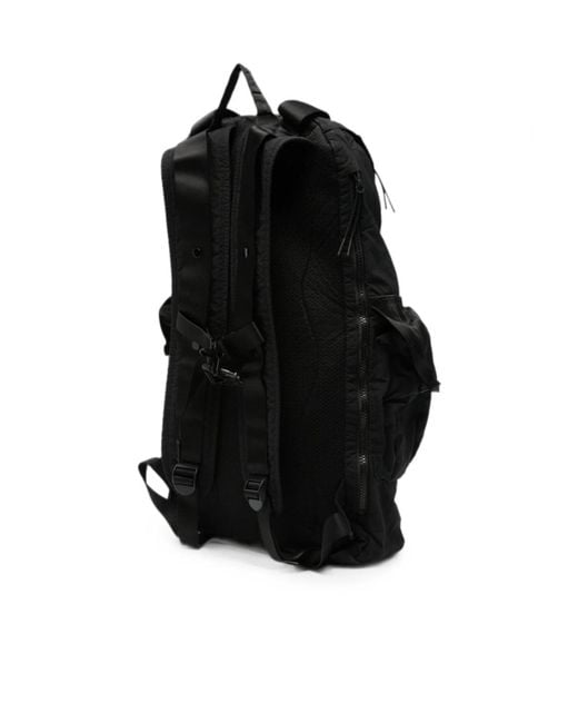 C P Company Black Logo-Embroidered Multi-Pocket Backpack for men