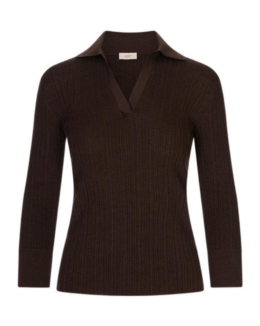 Agnona Brown Collared Knit Sweater