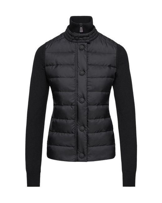 Moncler Black Padded Wool Blend Cardigan
