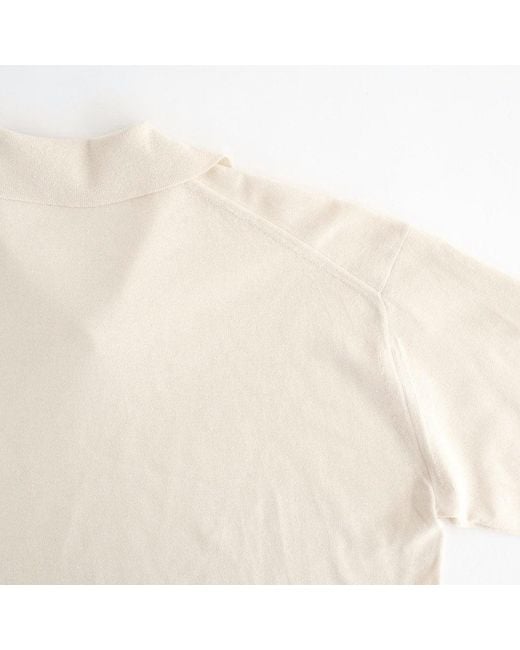 Auralee White High Gauge Tussah Satin Knit Skipper Polo Shirt for men