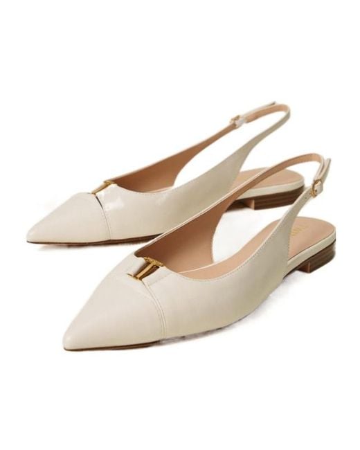 Twinset Natural Leather Sling Back Ballet Flats