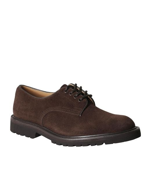 Tricker's Brown Daniel Suede Lace-Up Derby Shoes for men