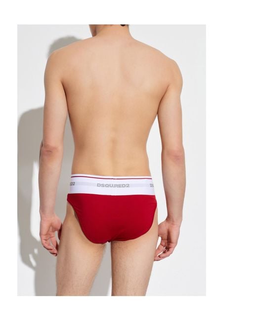 DSquared² Red Logo Briefs for men