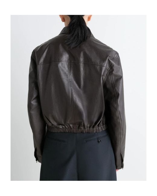 Lemaire Black Long Sleeve Buttoned-Up Leather Jacket
