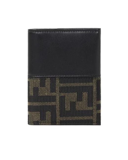 Fendi Black Ff Jacquard Card Holder for men
