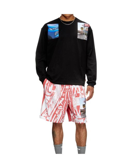 DIESEL Black T-Boxt-Ls-T5 Graphic-Print Long-Sleeve T-Shirt for men