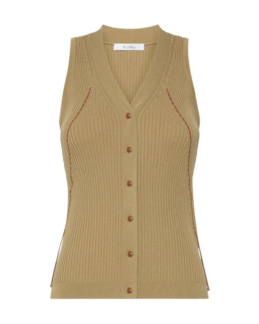 Max Mara Green Semi-Fitted Knit Waistcoat