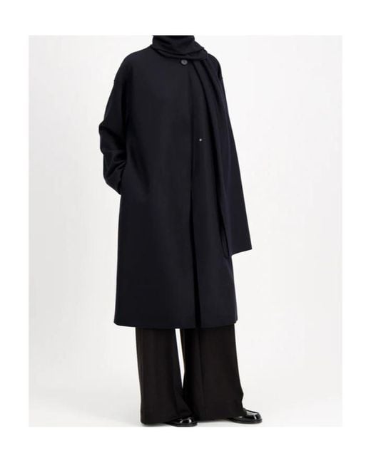 Harris Wharf London Blue Scarf Coat Cashmere Blend