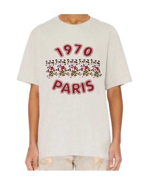 KENZO White Wild Tiger' Embroidered Loose T-Shirt