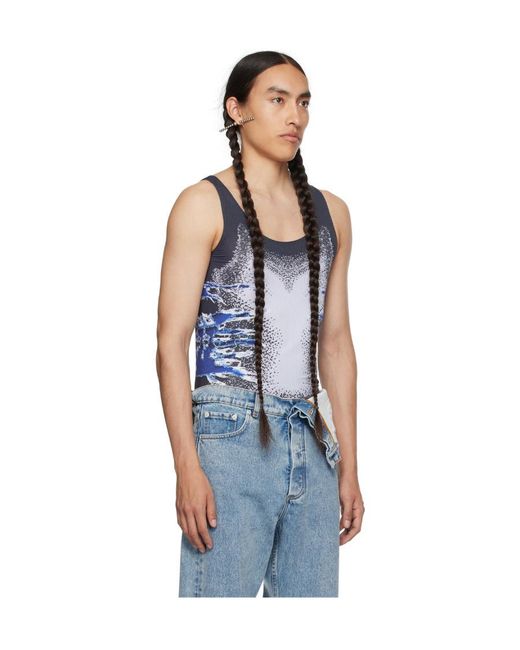 Y. Project Blue Whisker-Print Top for men