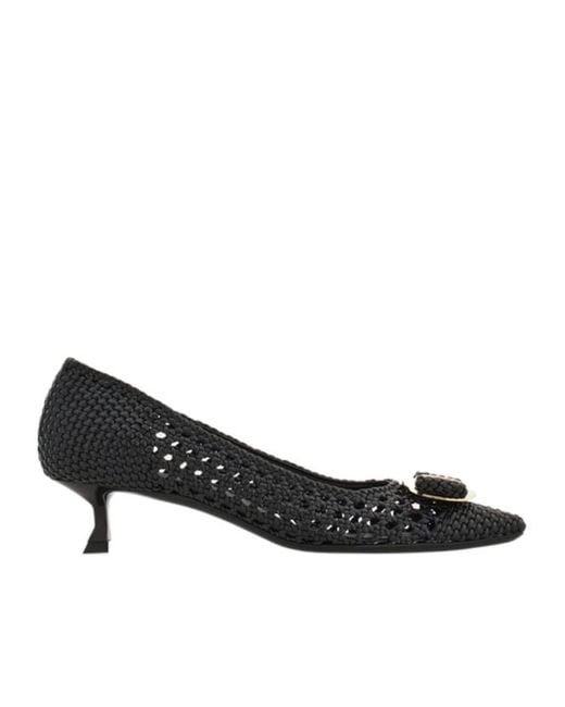 Ferragamo Black Zelma Braided High Heels