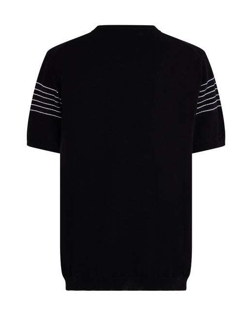Roberto Collina Black Striped Short-Sleeve Knitted Sweater for men