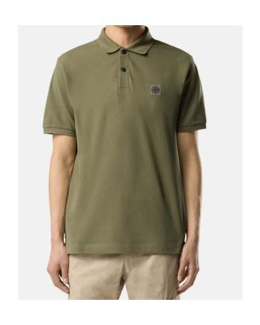 Stone Island Green Logo Patch Short-Sleeved Polo Shirt for men