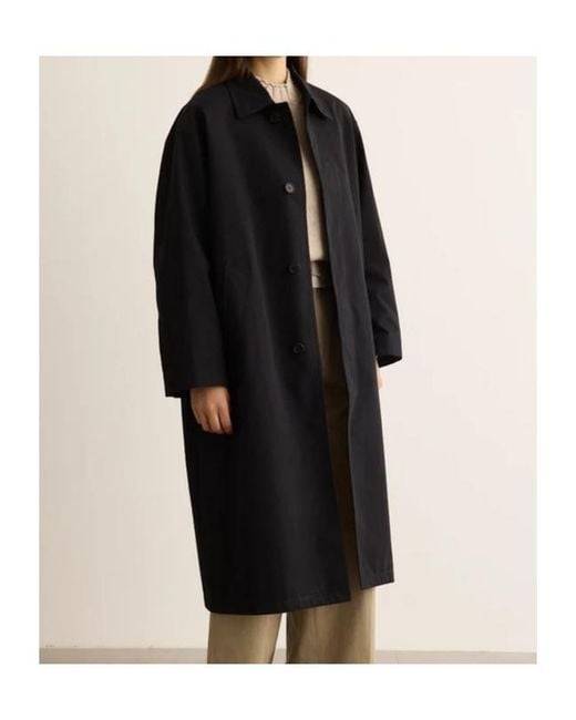 DUNST Black Collared Long-Sleeved Trench Coat for men