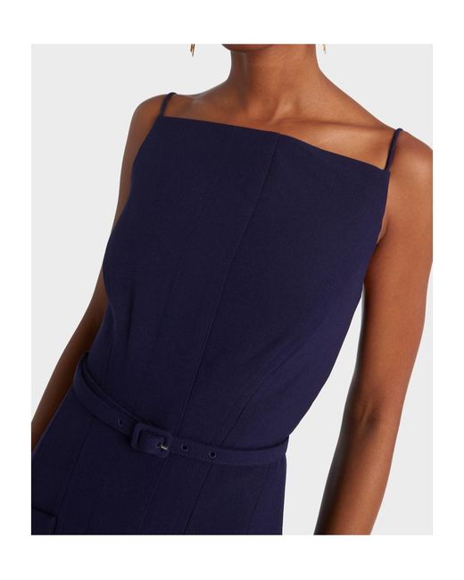 Roland Mouret Blue Belted Crêpe Midi Dress