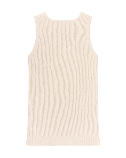 Totême  Natural Totême Ribbed-Knit Sleeveless Tank Top