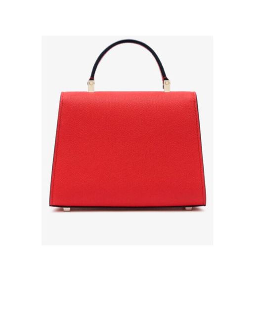 Valextra Red Iside Foldover Micro Crossbody Bag