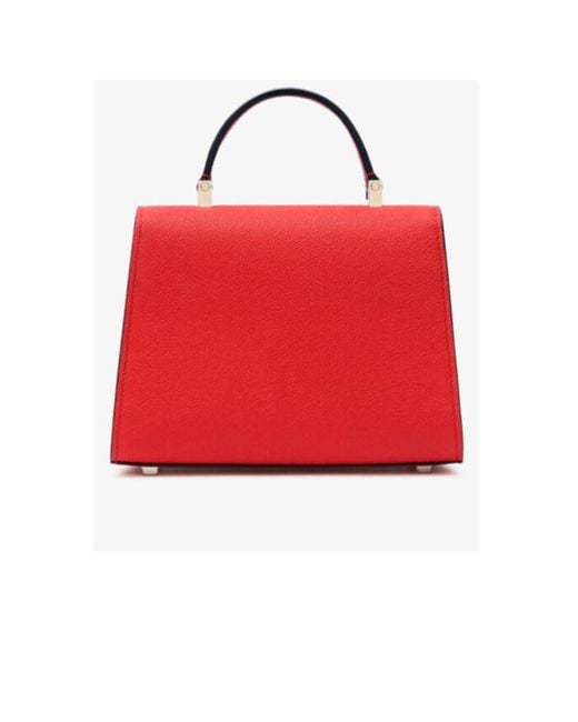 Valextra Red Iside Foldover Micro Crossbody Bag