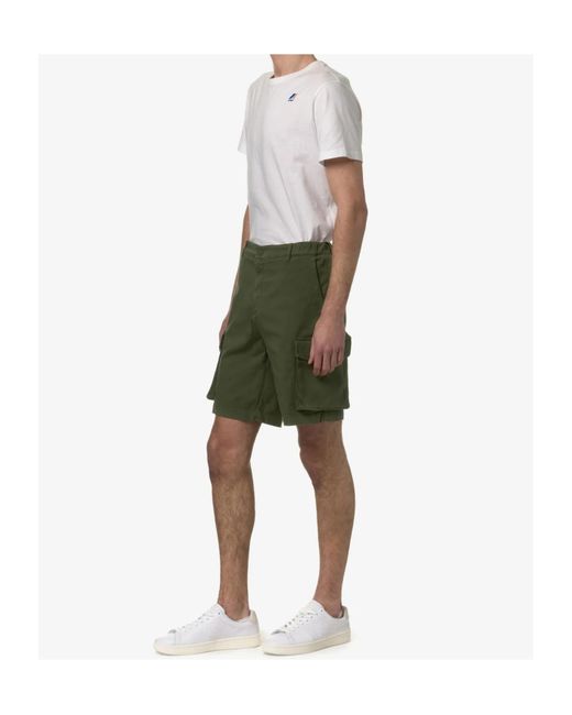 K-Way Green Cargo Pocket Shorts for men